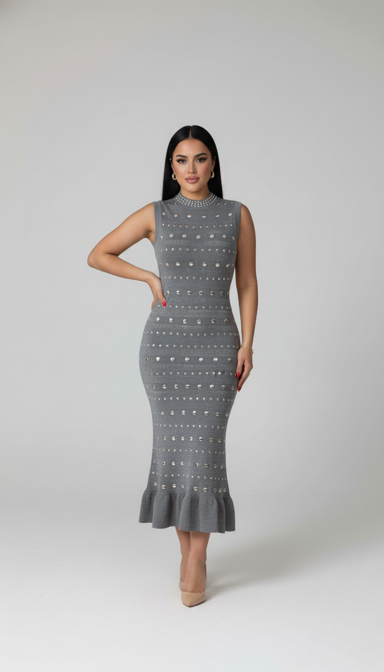 starlet gray maxi sleeveless dress