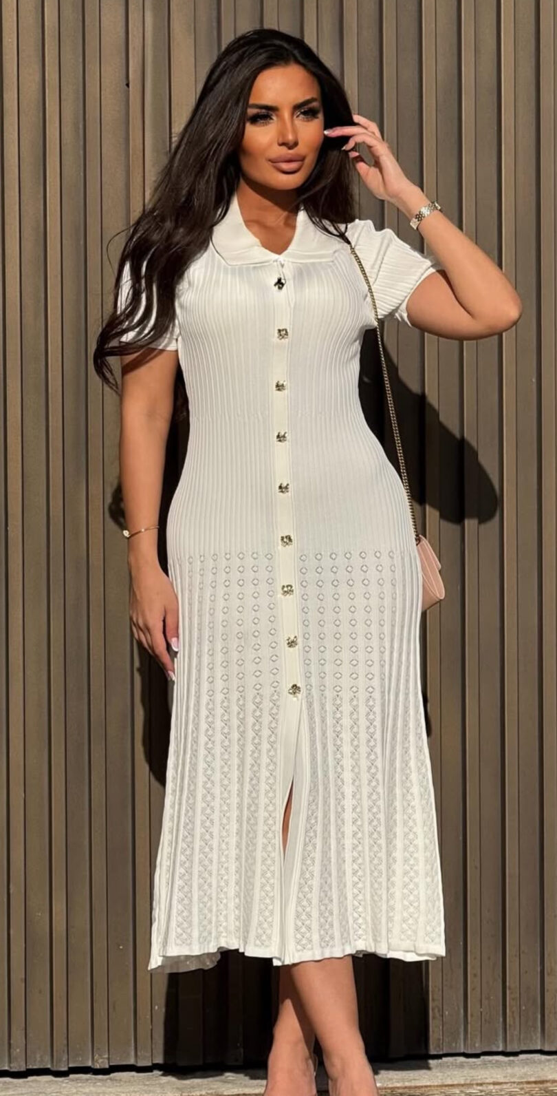 Delila White short sleeve Dress - Image 3