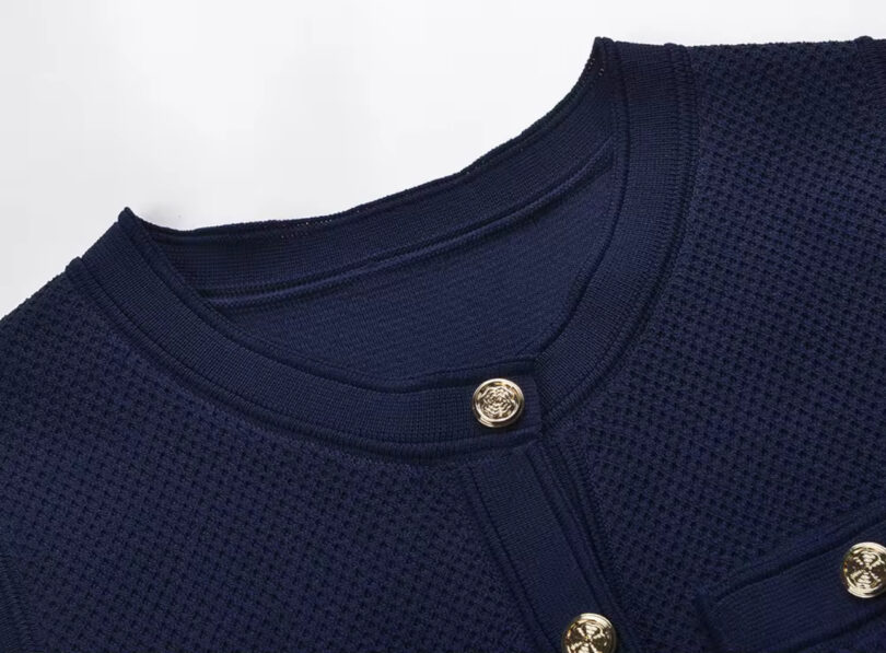 Kassa Dark Blue Knitted Sleeveless Dress - Image 4