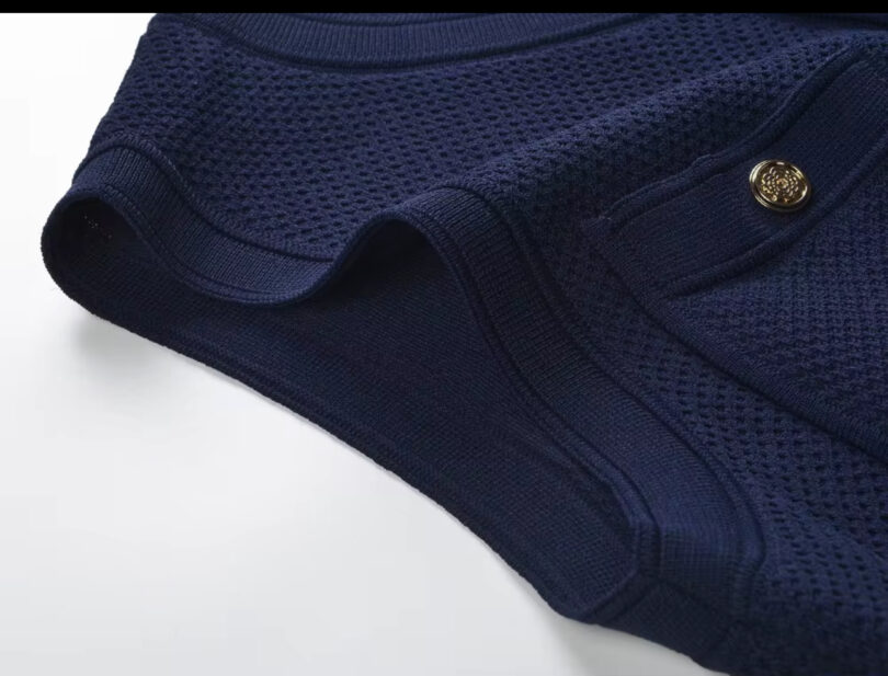 Kassa Dark Blue Knitted Sleeveless Dress - Image 6