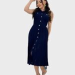 Kassa Dark Blue Knitted Sleeveless Dress