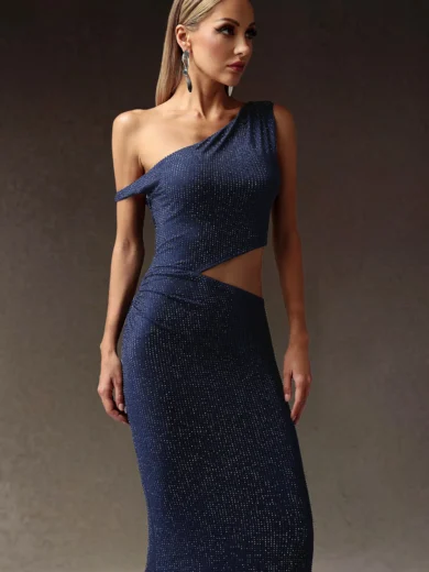Ferri  diamond One Shoulder Maxi Dress