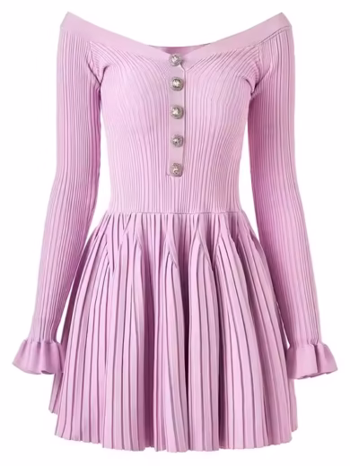 Margo Long sleeve knitted Pink Dress