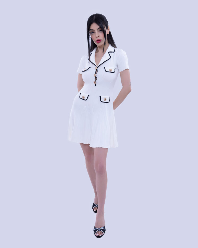 Jolie BB Knit Mini Dress White - Image 3