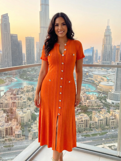 Jasmine Midi Dress Orange