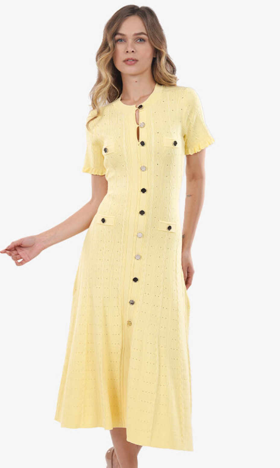 jasmine short sleeve Yellow mid Dress - Image 2