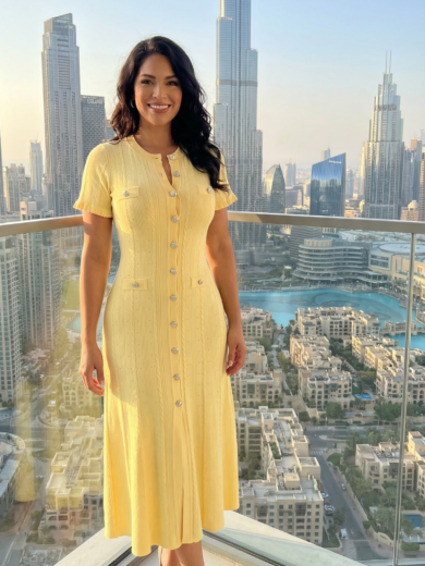 jasmine short sleeve Yellow mid Dress