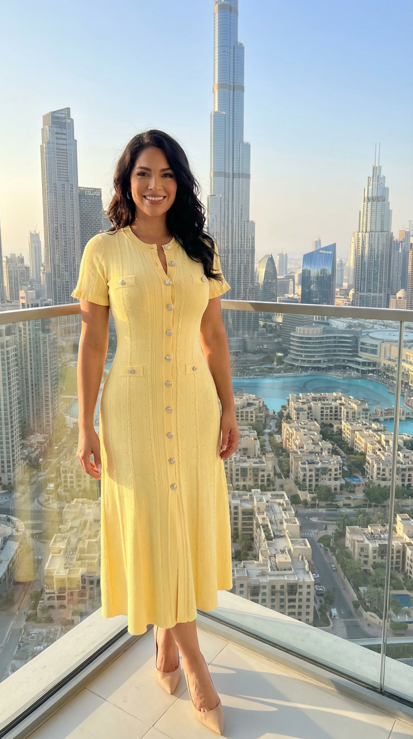 jasmine short sleeve Yellow mid Dress - Image 2