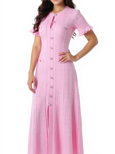 jasmine short sleeve light pink mid Dress