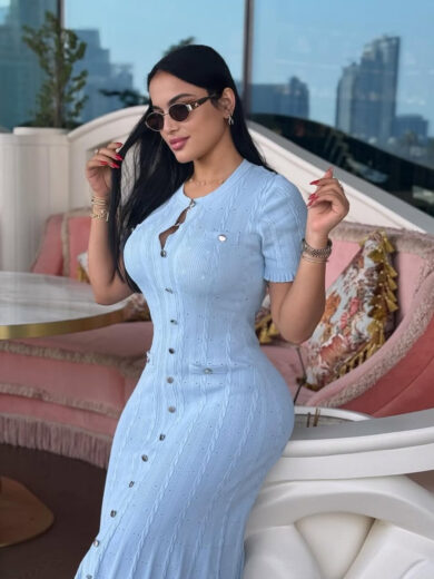 jasmine short sleeve light blue mid Dress - Image 5