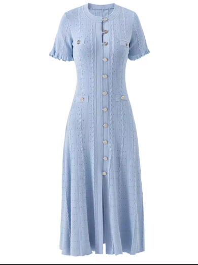 jasmine short sleeve light blue mid Dress
