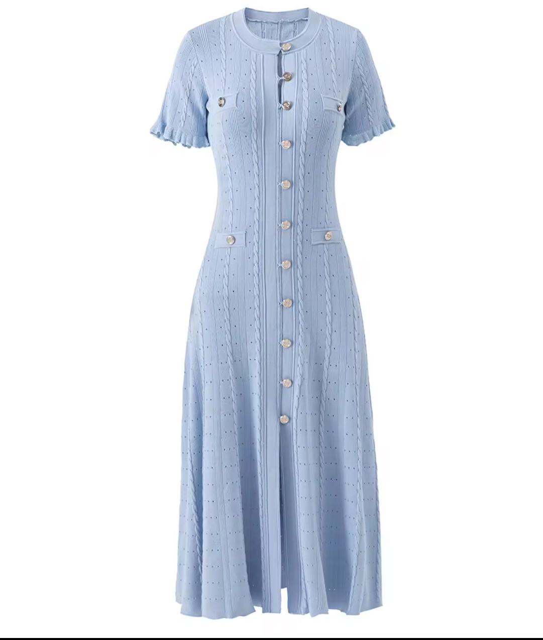 jasmine short sleeve light blue mid Dress - Image 3