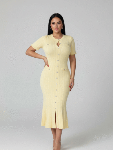 jasmine short sleeve Yellow mid Dress