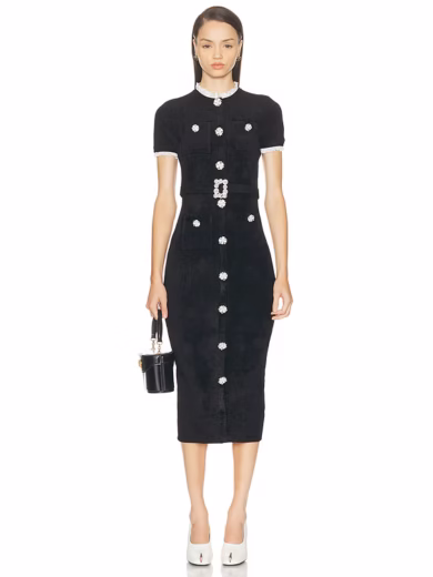 shash Knit Midi Dress in Black - Image 4