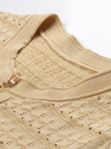 Karolina Beige short sleeve knit dress - Image 6