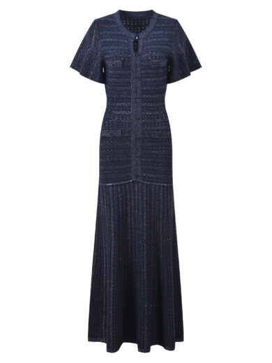 Karolina navy blue short sleeve knit dress - Image 6