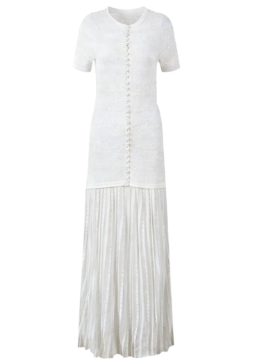 mikka beaded short sleeve white knit maxi dress - Image 4